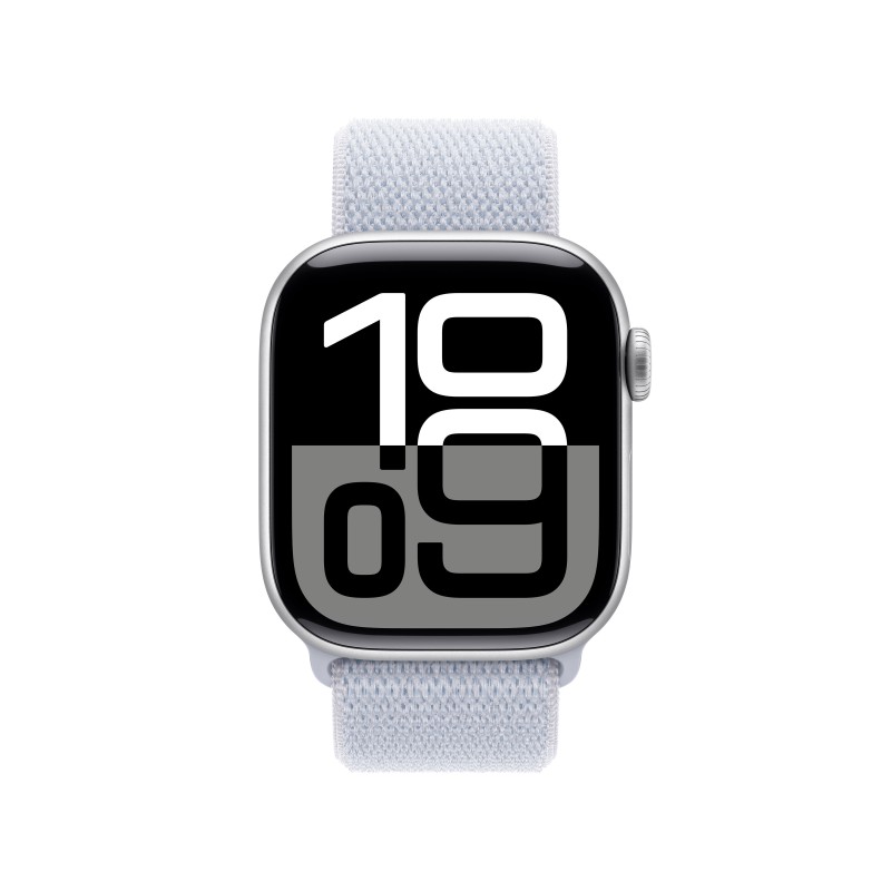 Apple Watch Series 10 Serie 10 GPS 42mm Cassa in Alluminio Color Argento con Blu tempesta Sport Loop