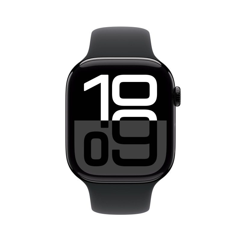 Apple Watch Series 10 Serie 10 GPS 46mm Cassa in Alluminio color Jet Black con Nero Sport Band - M L